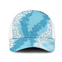 Hawaii Aloha Plumeria Lei Turquoise Palaka Mesh Trucker Cap LT7 One Size White Turquoise - Polynesian Pride