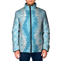 Hawaii Aloha Plumeria Lei Turquoise Palaka Padded Jacket LT7 Men Turquoise - Polynesian Pride