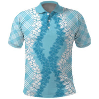 Hawaii Aloha Plumeria Lei Turquoise Palaka Polo Shirt - Polynesian Pride