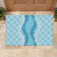 Hawaii Aloha Plumeria Lei Turquoise Palaka Rubber Doormat LT7 Turquoise - Polynesian Pride