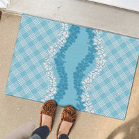 Hawaii Aloha Plumeria Lei Turquoise Palaka Rubber Doormat LT7 - Polynesian Pride