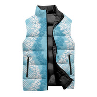 Hawaii Aloha Plumeria Lei Turquoise Palaka Sleeveless Puffer Jacket LT7 - Polynesian Pride