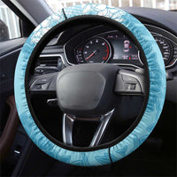 Hawaii Aloha Plumeria Lei Turquoise Palaka Steering Wheel Cover - Polynesian Pride