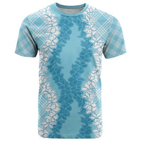 Hawaii Aloha Plumeria Lei Turquoise Palaka T Shirt - Polynesian Pride