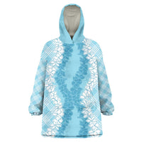 Hawaii Aloha Plumeria Lei Turquoise Palaka Wearable Blanket Hoodie LT7 One Size Turquoise - Polynesian Pride