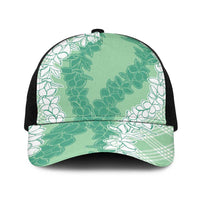 Hawaii Aloha Plumeria Lei Mint Palaka Baseball Net Cap - Polynesian Pride