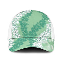 Hawaii Aloha Plumeria Lei Mint Palaka Baseball Net Cap - Polynesian Pride