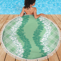 Hawaii Aloha Plumeria Lei Mint Palaka Beach Blanket - Polynesian Pride