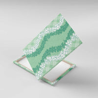 Hawaii Aloha Plumeria Lei Mint Palaka Canvas Wall Art - Polynesian Pride