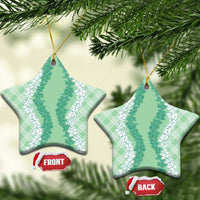 Hawaii Aloha Plumeria Lei Mint Palaka Ceramic Ornament - Polynesian Pride