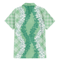 Hawaii Aloha Plumeria Lei Mint Palaka Family Matching Mermaid Dress and Hawaiian Shirt - Polynesian Pride