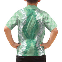 Hawaii Aloha Plumeria Lei Mint Palaka Kid Hawaiian Shirt LT7 - Polynesian Pride