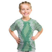 Hawaii Aloha Plumeria Lei Mint Palaka Kid T Shirt LT7 Mint - Polynesian Pride