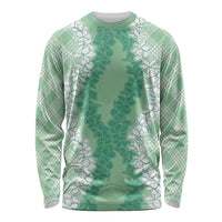 Hawaii Aloha Plumeria Lei Mint Palaka Long Sleeve Shirt LT7 Unisex Mint - Polynesian Pride