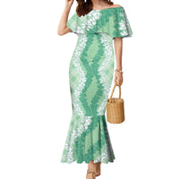 Hawaii Aloha Plumeria Lei Mint Palaka Mermaid Dress - Polynesian Pride