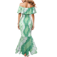 Hawaii Aloha Plumeria Lei Mint Palaka Mermaid Dress - Polynesian Pride