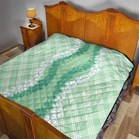 Hawaii Aloha Plumeria Lei Mint Palaka Quilt - Polynesian Pride