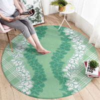 Hawaii Aloha Plumeria Lei Mint Palaka Round Carpet LT7 - Polynesian Pride