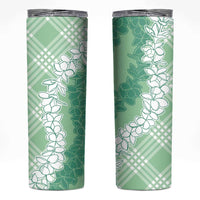 Hawaii Aloha Plumeria Lei Mint Palaka Skinny Tumbler - Polynesian Pride