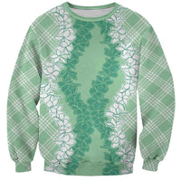 Hawaii Aloha Plumeria Lei Mint Palaka Sweatshirt LT7 Unisex Mint - Polynesian Pride
