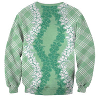 Hawaii Aloha Plumeria Lei Mint Palaka Sweatshirt LT7 - Polynesian Pride