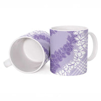 Hawaii Aloha Plumeria Lei Lavender Palaka Ceramic Mug - Polynesian Pride