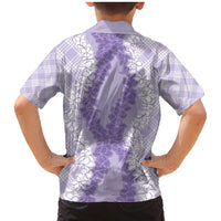 Hawaii Aloha Plumeria Lei Lavender Palaka Family Matching Mermaid Dress and Hawaiian Shirt - Polynesian Pride