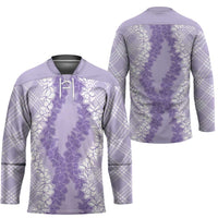 Hawaii Aloha Plumeria Lei Lavender Palaka Hockey Jersey - Polynesian Pride