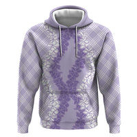Hawaii Aloha Plumeria Lei Lavender Palaka Hoodie - Polynesian Pride