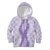 Hawaii Aloha Plumeria Lei Lavender Palaka Kid Hoodie - Polynesian Pride