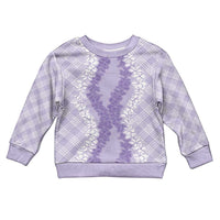 Hawaii Aloha Plumeria Lei Lavender Palaka Kid Ugly Christmas Sweater - Polynesian Pride