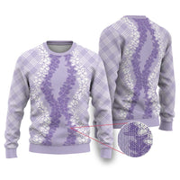 Hawaii Aloha Plumeria Lei Lavender Palaka Ugly Christmas Sweater - Polynesian Pride