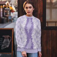 Hawaii Aloha Plumeria Lei Lavender Palaka Ugly Christmas Sweater - Polynesian Pride