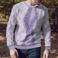 Hawaii Aloha Plumeria Lei Lavender Palaka Ugly Christmas Sweater - Polynesian Pride