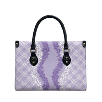 Hawaii Aloha Plumeria Lei Lavender Palaka Leather Bag - Polynesian Pride