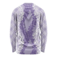 Hawaii Aloha Plumeria Lei Lavender Palaka Long Sleeve Shirt LT7 - Polynesian Pride