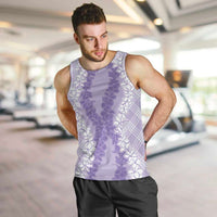 Hawaii Aloha Plumeria Lei Lavender Palaka Men Tank Top LT7 Lavender - Polynesian Pride