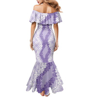 Hawaii Aloha Plumeria Lei Lavender Palaka Mermaid Dress - Polynesian Pride