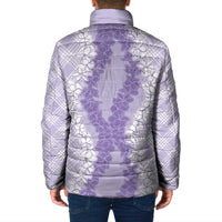 Hawaii Aloha Plumeria Lei Lavender Palaka Padded Jacket LT7 - Polynesian Pride