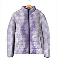 Hawaii Aloha Plumeria Lei Lavender Palaka Padded Jacket LT7 - Polynesian Pride