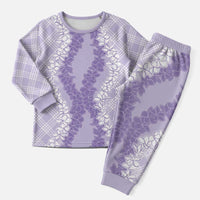Hawaii Aloha Plumeria Lei Lavender Palaka Christmas Pajama Set - Polynesian Pride