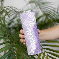 Hawaii Aloha Plumeria Lei Lavender Palaka Skinny Tumbler - Polynesian Pride