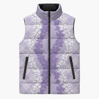 Hawaii Aloha Plumeria Lei Lavender Palaka Sleeveless Puffer Jacket LT7 Unisex Lavender - Polynesian Pride