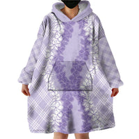 Hawaii Aloha Plumeria Lei Lavender Palaka Wearable Blanket Hoodie LT7 - Polynesian Pride