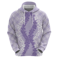 Hawaii Aloha Plumeria Lei Lavender Palaka Zip Hoodie - Polynesian Pride