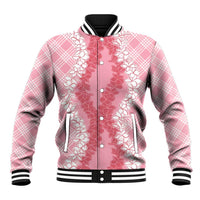 Hawaii Aloha Plumeria Lei Pink Palaka Baseball Jacket - Polynesian Pride