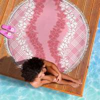 Hawaii Aloha Plumeria Lei Pink Palaka Beach Blanket - Polynesian Pride