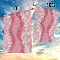 Hawaii Aloha Plumeria Lei Pink Palaka Garden Flag - Polynesian Pride