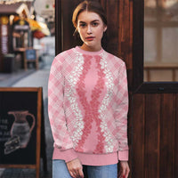 Hawaii Aloha Plumeria Lei Pink Palaka Ugly Christmas Sweater - Polynesian Pride