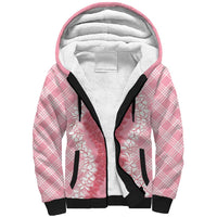 Hawaii Aloha Plumeria Lei Pink Palaka Sherpa Hoodie - Polynesian Pride